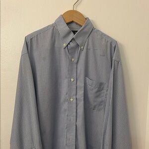 Jos. A. Bank Traveler’ Collection Blue Checkered Casual Shirt
